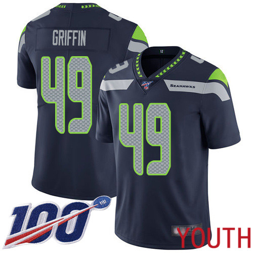 Seattle Seahawks Limited Navy Blue Youth Shaquem Griffin Home Jersey NFL Football #49 100th Season Vapor Untouchable->youth nfl jersey->Youth Jersey